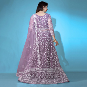 Embroidered Semi-Stitched Lehenga & Unstitched Blouse With Dupatta