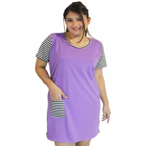 Women Striped Round Neck T-shirt Nightdress