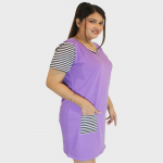 Women Striped Round Neck T-shirt Nightdress